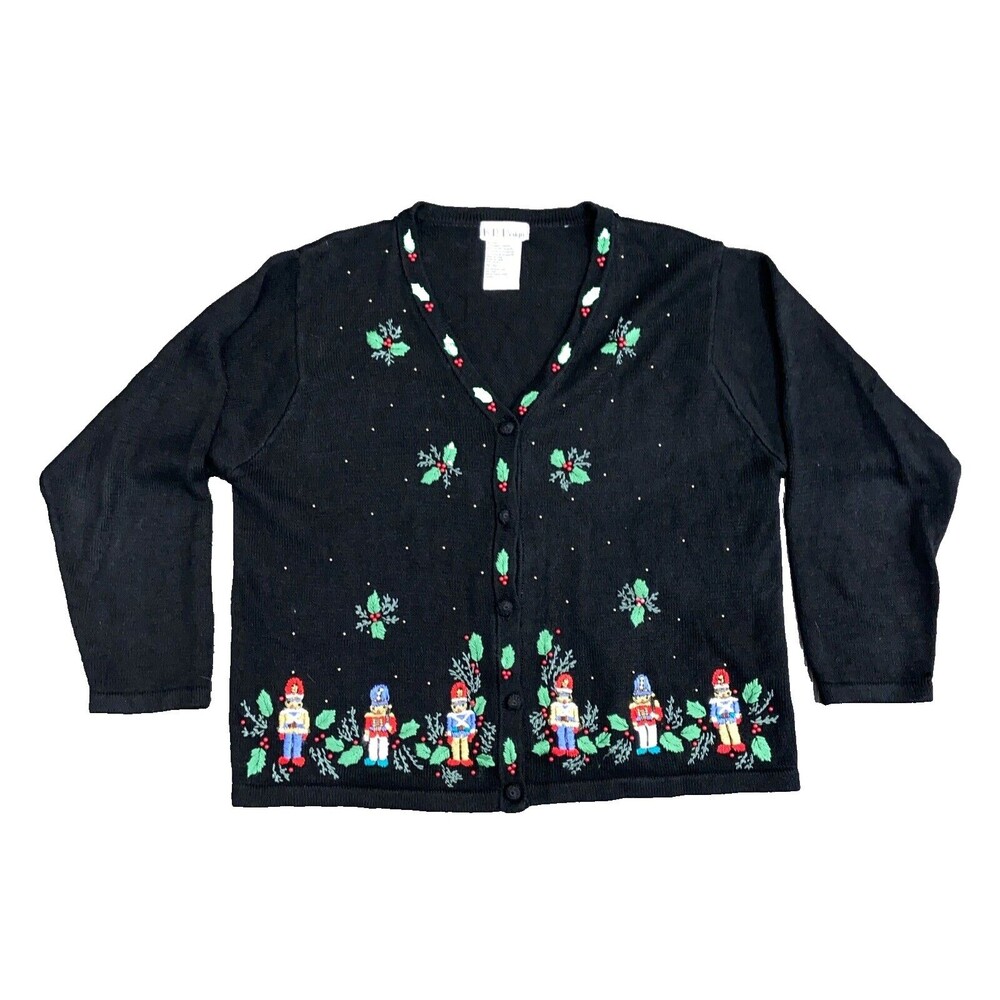 B.P Design Christmas Cardigan Sweater Button Up Stitch Womens Nutcracker X-LARGE